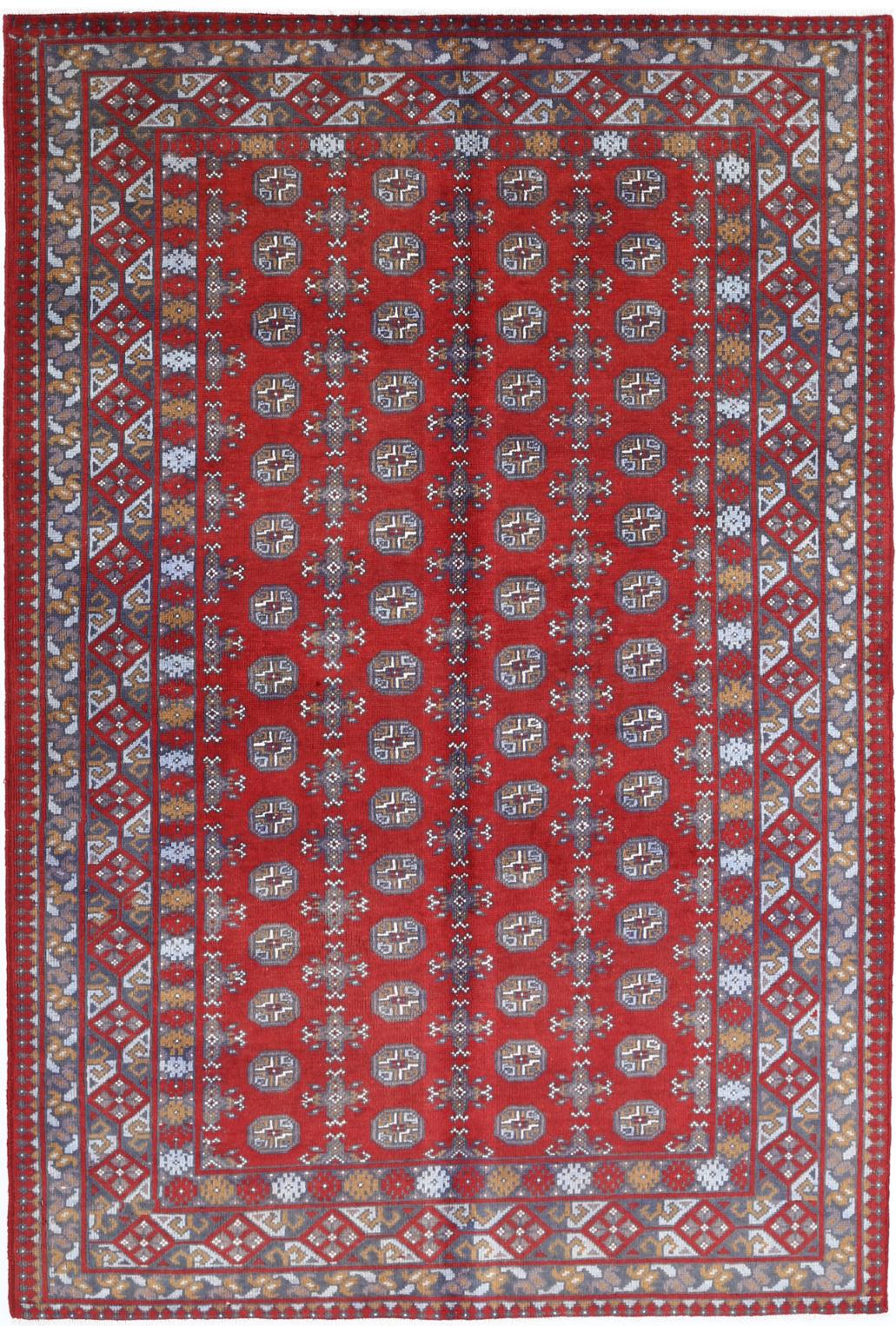 Red Pakistani Tribal Rug 5'3" x 7'9" Hand-Knotted