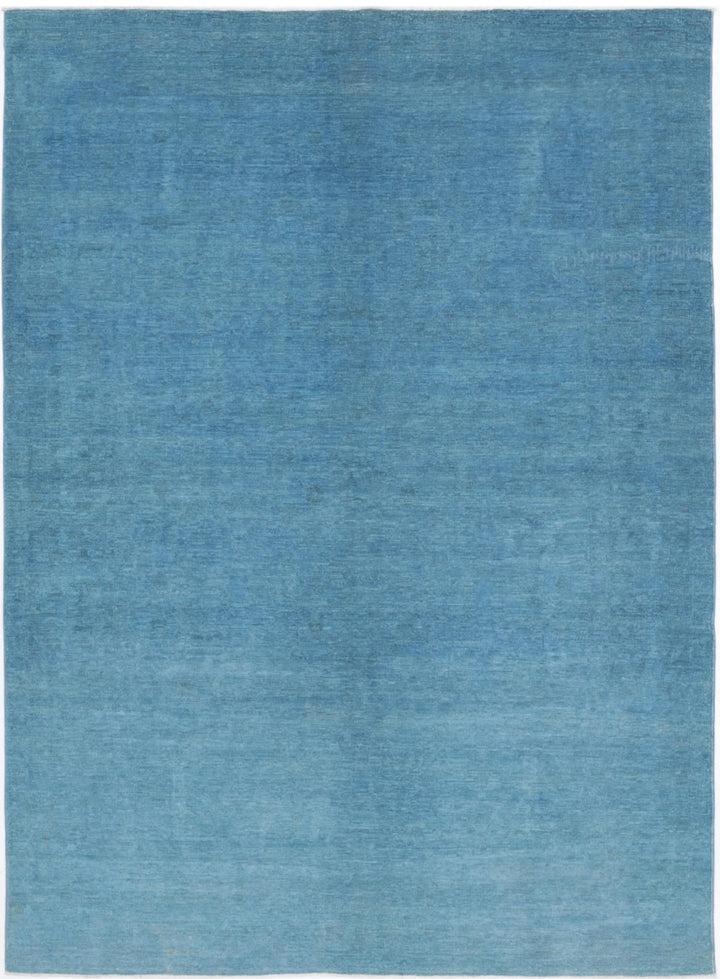 Green Afghan Overdye Rug 5'11" x 8'3" Hand-Knotted
