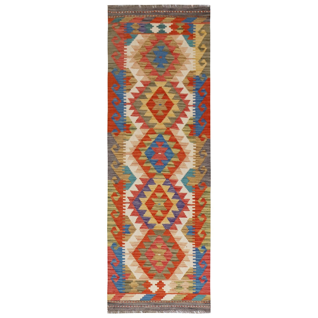 Afghan Kilim Rug 2' x 6'" Flat-Weave