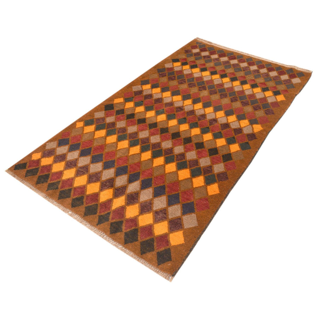 Tan Afghan Baluchi Rug 3'6" x 6'3" Hand-Knotted view