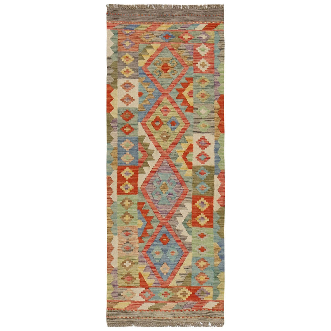 Afghan Vegetable Kilim Rug 2' x 5'6" Flat-Weave