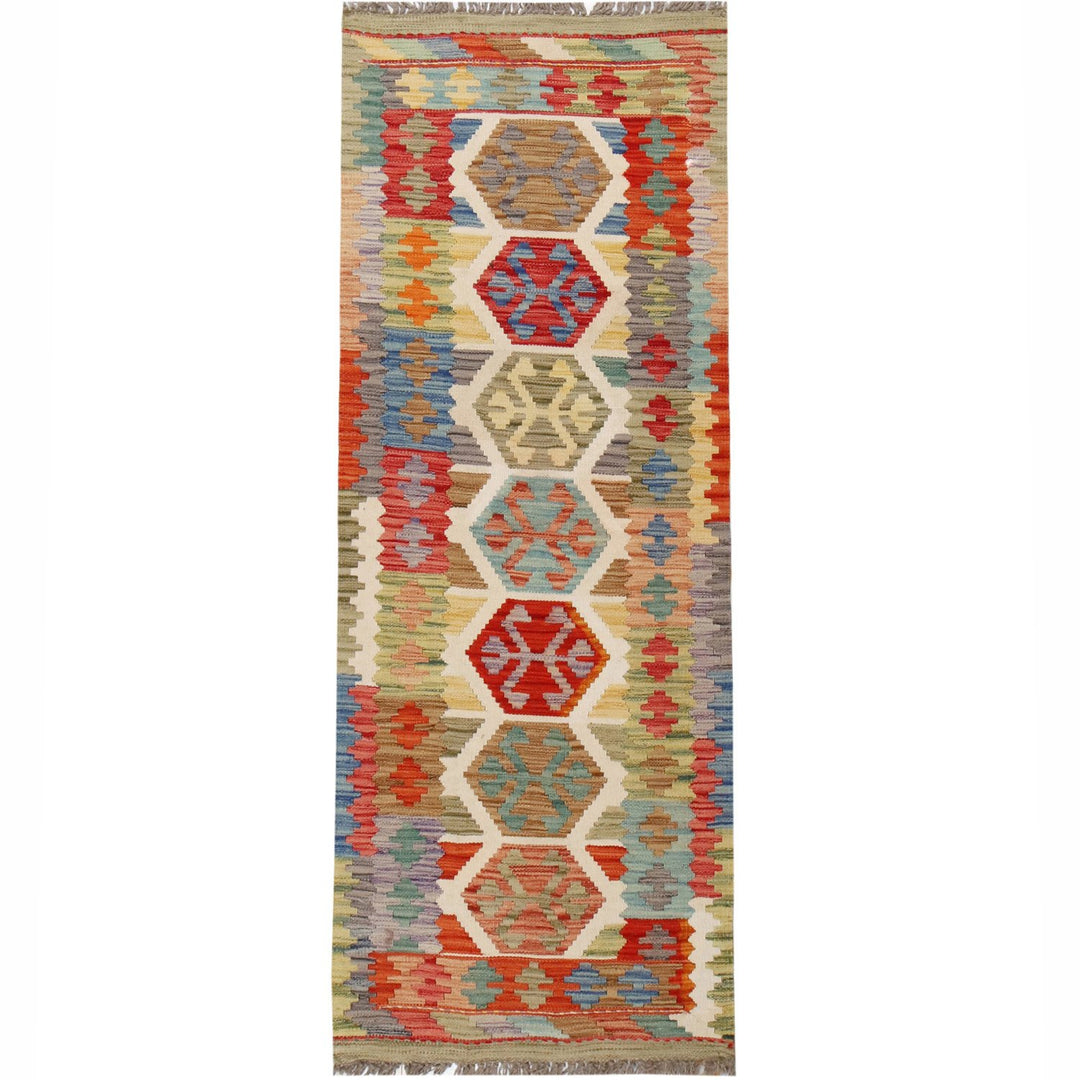 Afghan Kilim Rug 2' x 6" Flat-Weave