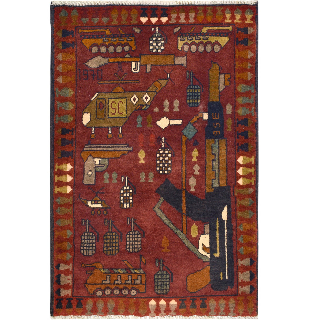 Afghan War Rug 1'9" x 2'9" - No. AL96471
