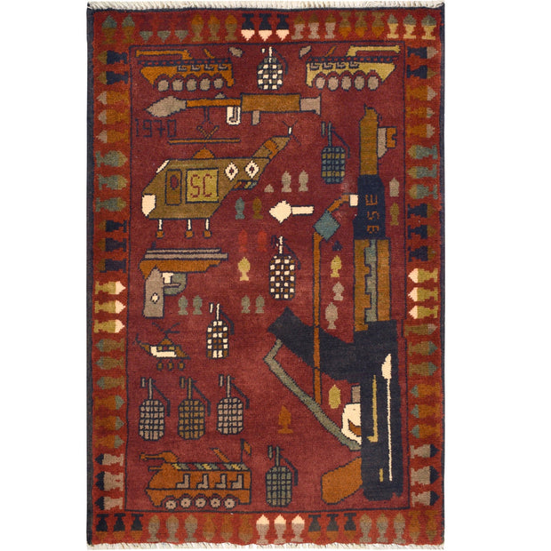 Afghan War Rug 1'9" x 2'9" - No. AL96471