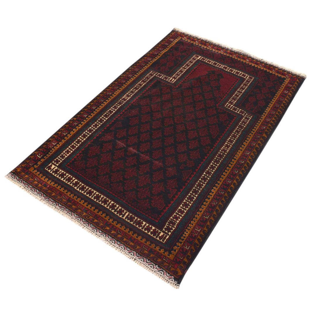 Afghan Prayer Rug 3'1" x 4'7" Hand-Knotted view