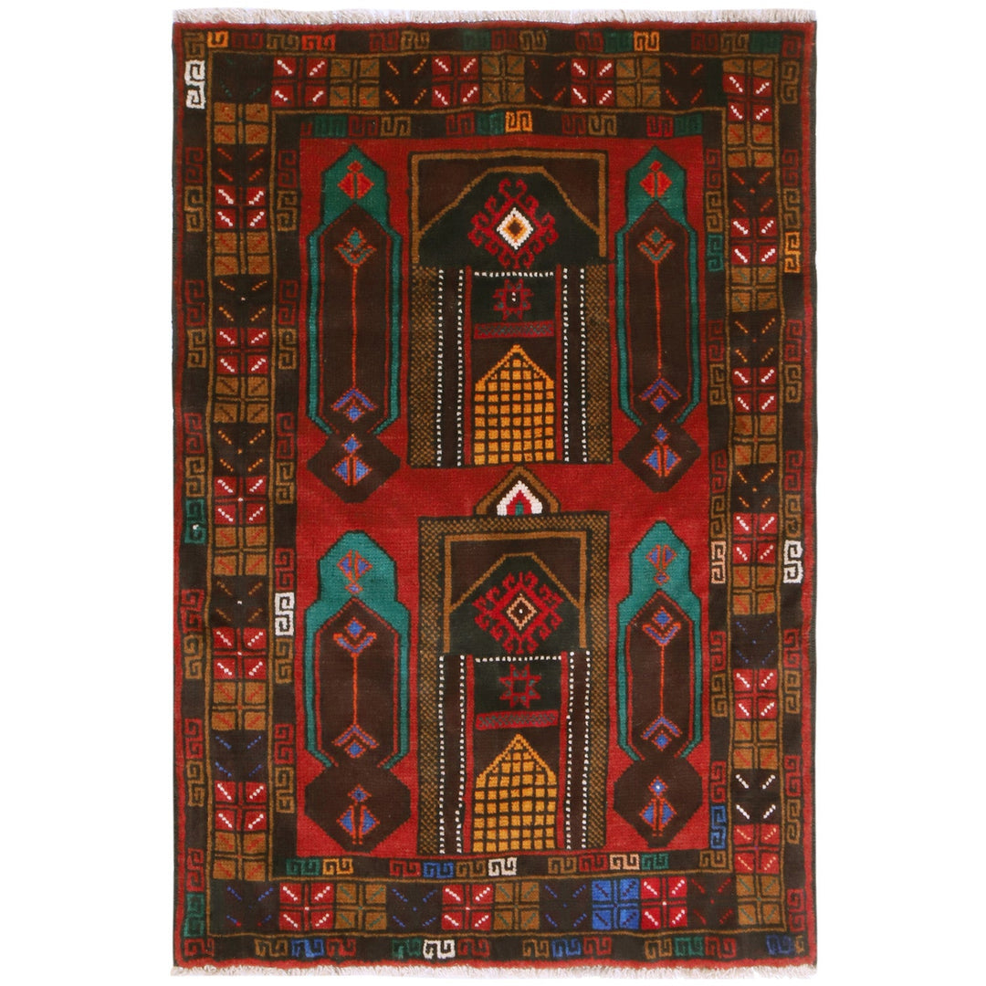 Afghan Baluchi Rug 2' 7" x 4' 1" Hand-Knotted