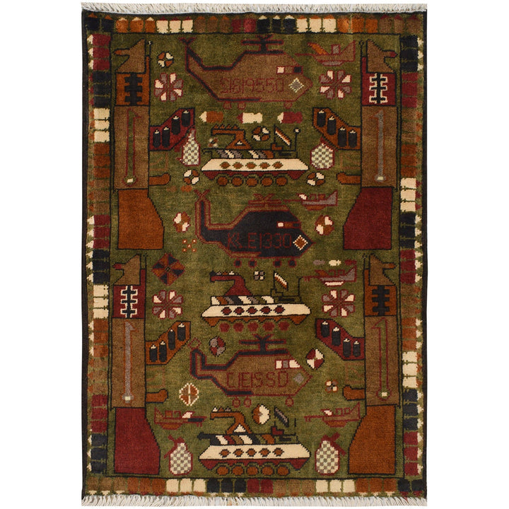 Afghan War Rug 2' x 2' 8" - No. AL22694