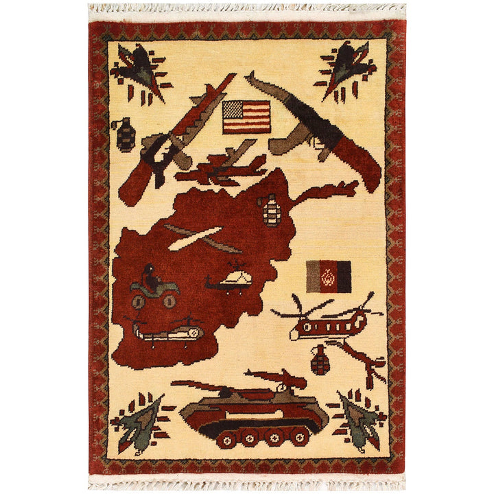 Afghan War Rug 1' 9" x 2' 9" - No. AL68480