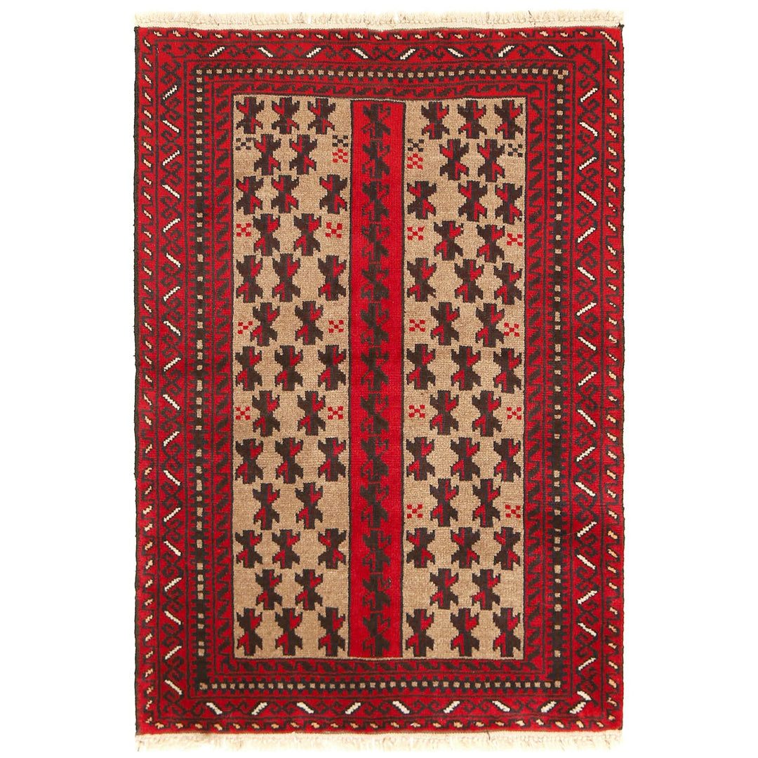 Afghan Baluchi Rug 2' 7" x 4' 2" Hand-Knotted