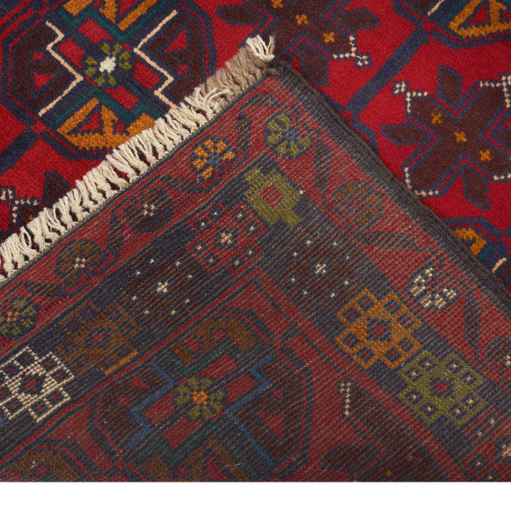 Red Afghan Baluchi Rug 2' 6" x 4' 3" Hand-Knotted border