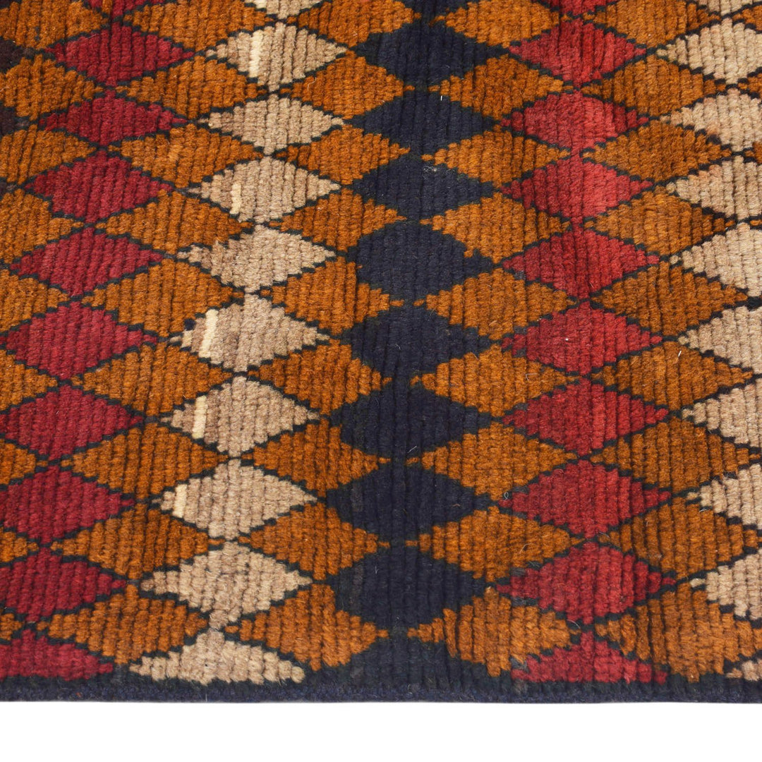 Tan Afghan Baluchi Rug 3' 6" x 6' 1" Hand-Knotted detail