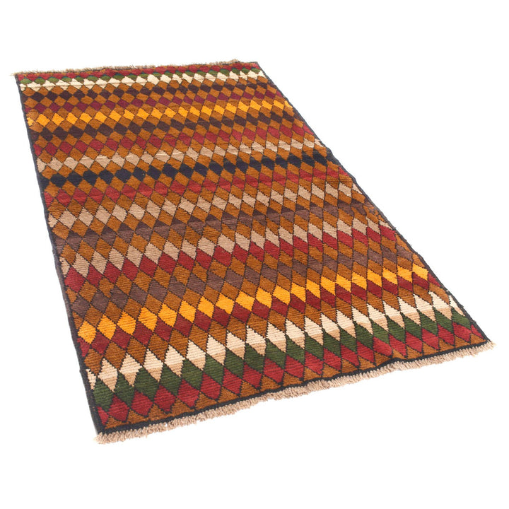 Tan Afghan Baluchi Rug 3' 6" x 6' 1" Hand-Knotted close-up