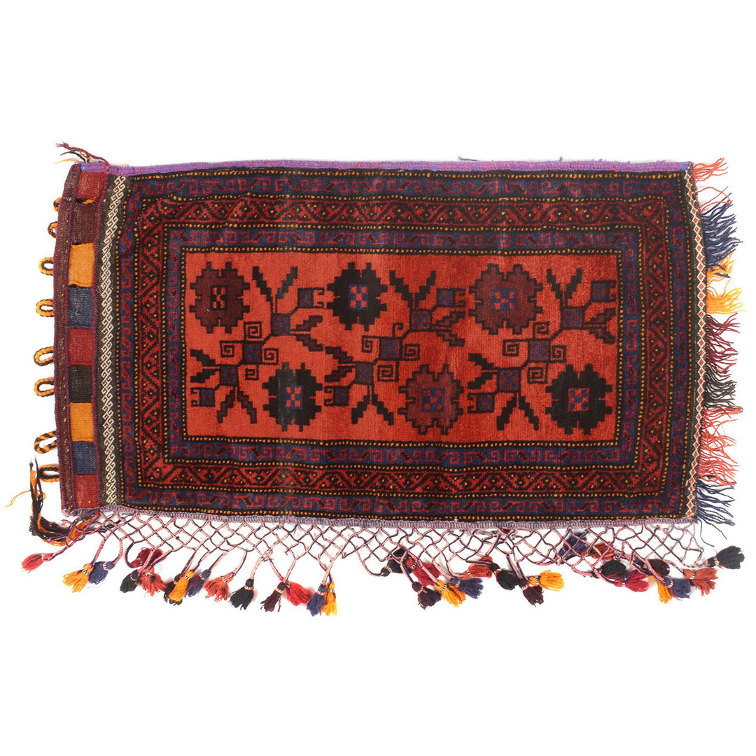 Orange Afghan Balisht Rug 1' 7" x 3' 1" Hand-Knotted