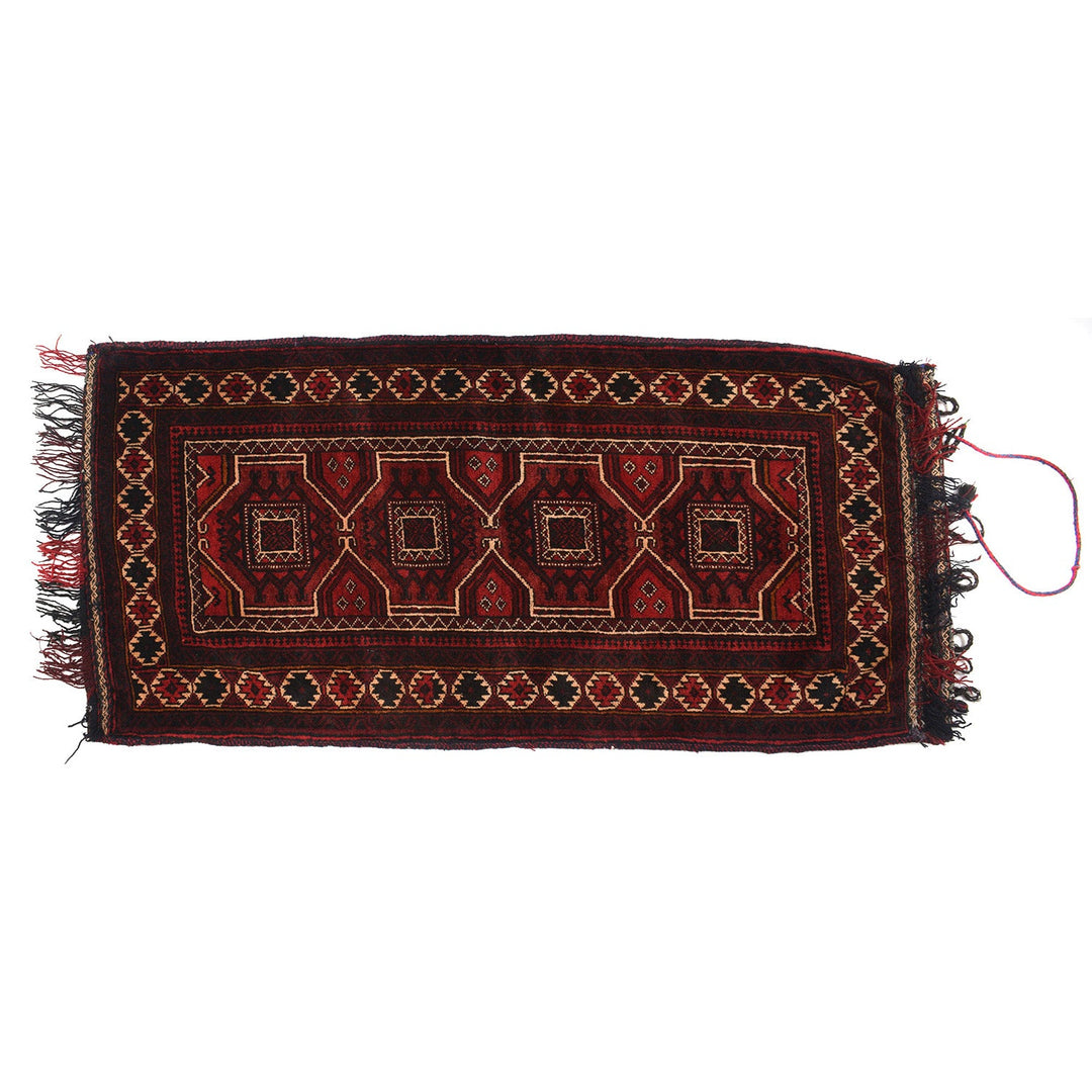 Red Afghan Balisht Rug 1' 8" x 3' 6" Hand-Knotted