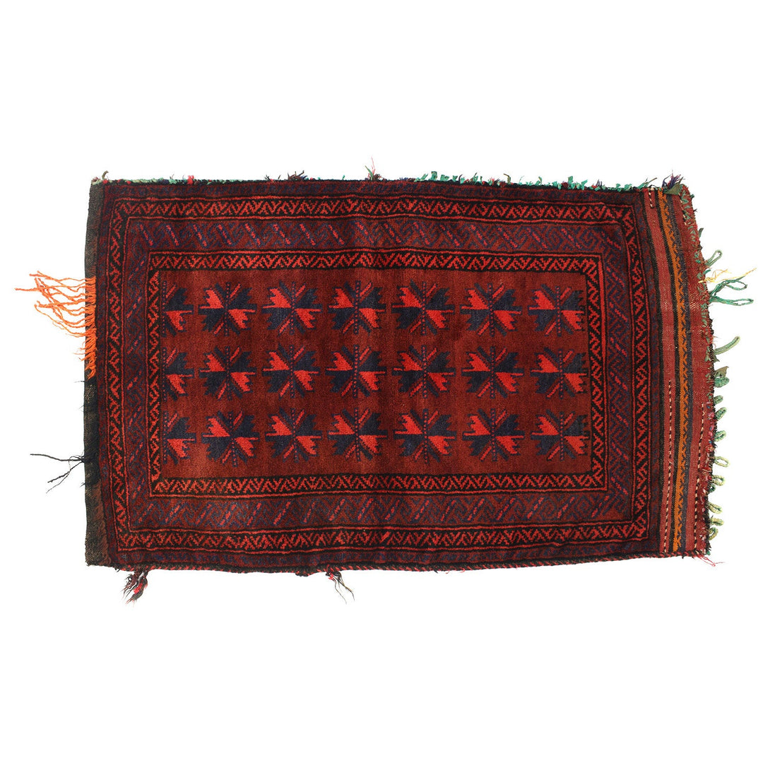 Red Afghan Balisht Rug 2' 2" x 3' 7" Hand-Knotted