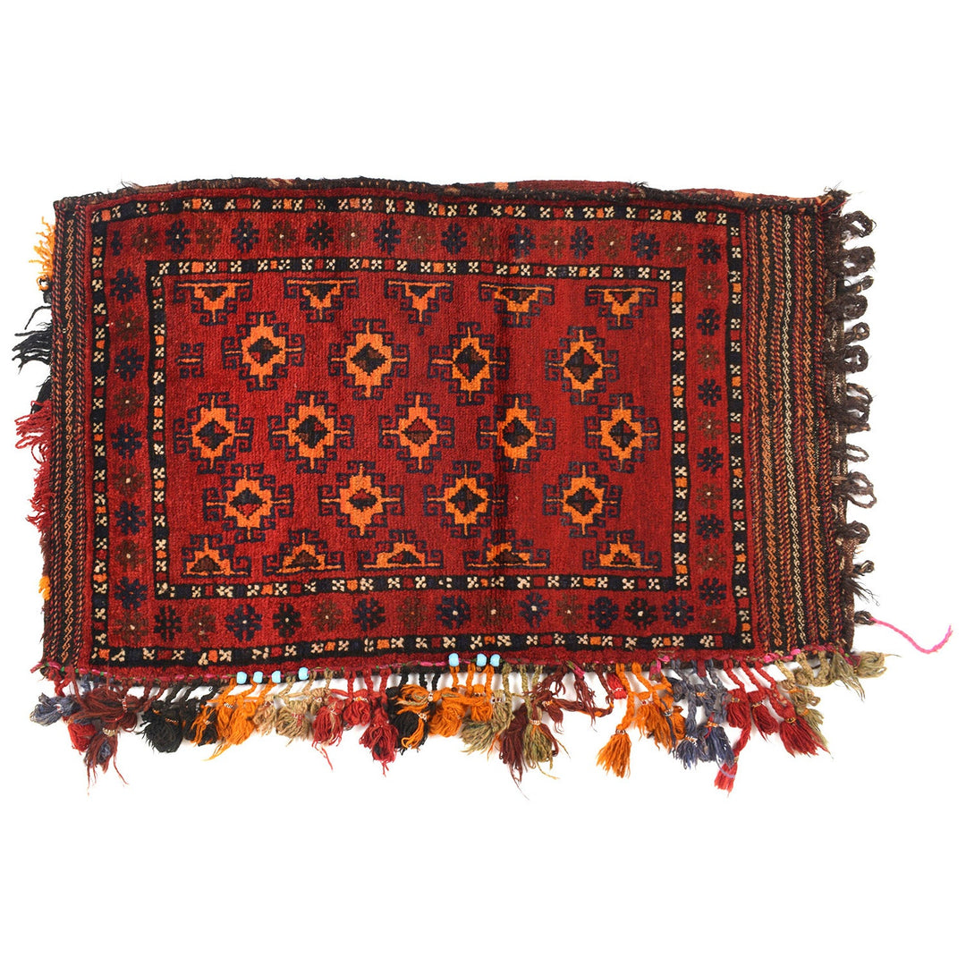 Red Afghan Balisht Rug 2' x 3' 5" Hand-Knotted