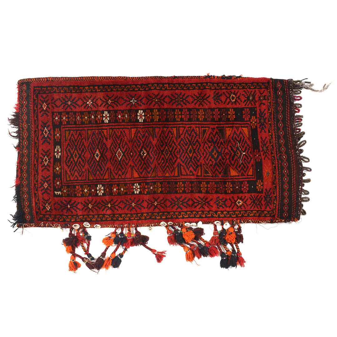 Red Afghan Balisht Rug 1' 8" x 3' 4" Hand-Knotted