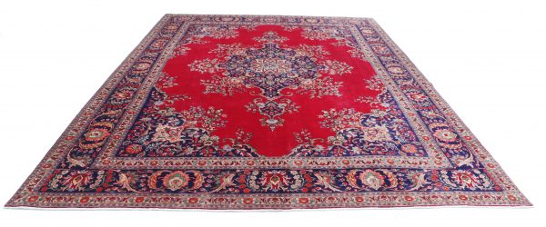 Red Afghan Mahal Rug 9'11" x 13'3" Hand-Knotted view 10