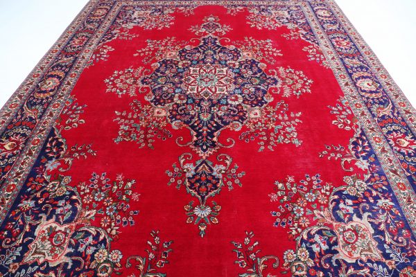 Red Afghan Mahal Rug 9'11" x 13'3" Hand-Knotted view 11