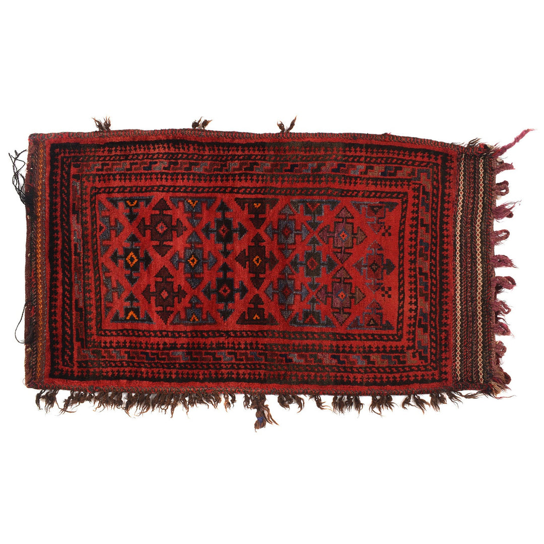 Red Afghan Balisht Rug 1' 9" x 3' 5" Hand-Knotted