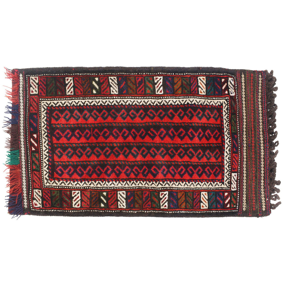 Red Afghan Balisht Rug 1' 8" x 3' 2" Hand-Knotted