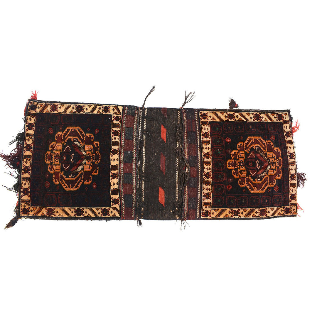 Afghan Saddle Bag Rug 2' 1" x 5' 5" Hand-Knotted