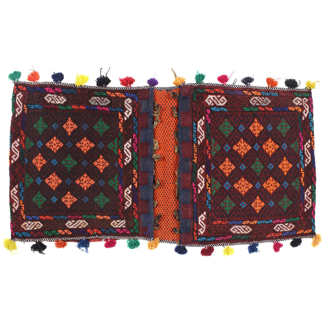 Afghan Saddle Bag Rug 1'9" x 4'1" Hand-Knotted