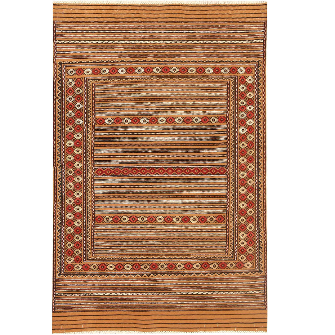 Yellow Afghan Laghari Kilim Rug 2' 9" x 4' 7" Flat-Weave