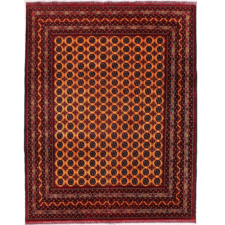 Orange Afghan Khoja Roshnai Rug 4'9" x 6'6" Hand-Knotted