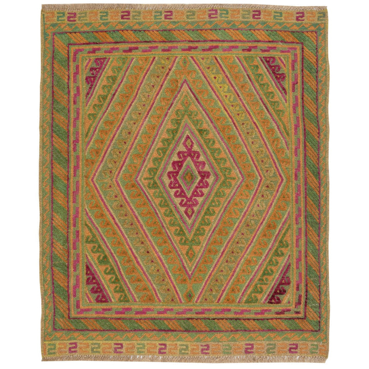 Afghan Mashwani Rug 3' 4" x 4' 1" Hand-Knotted