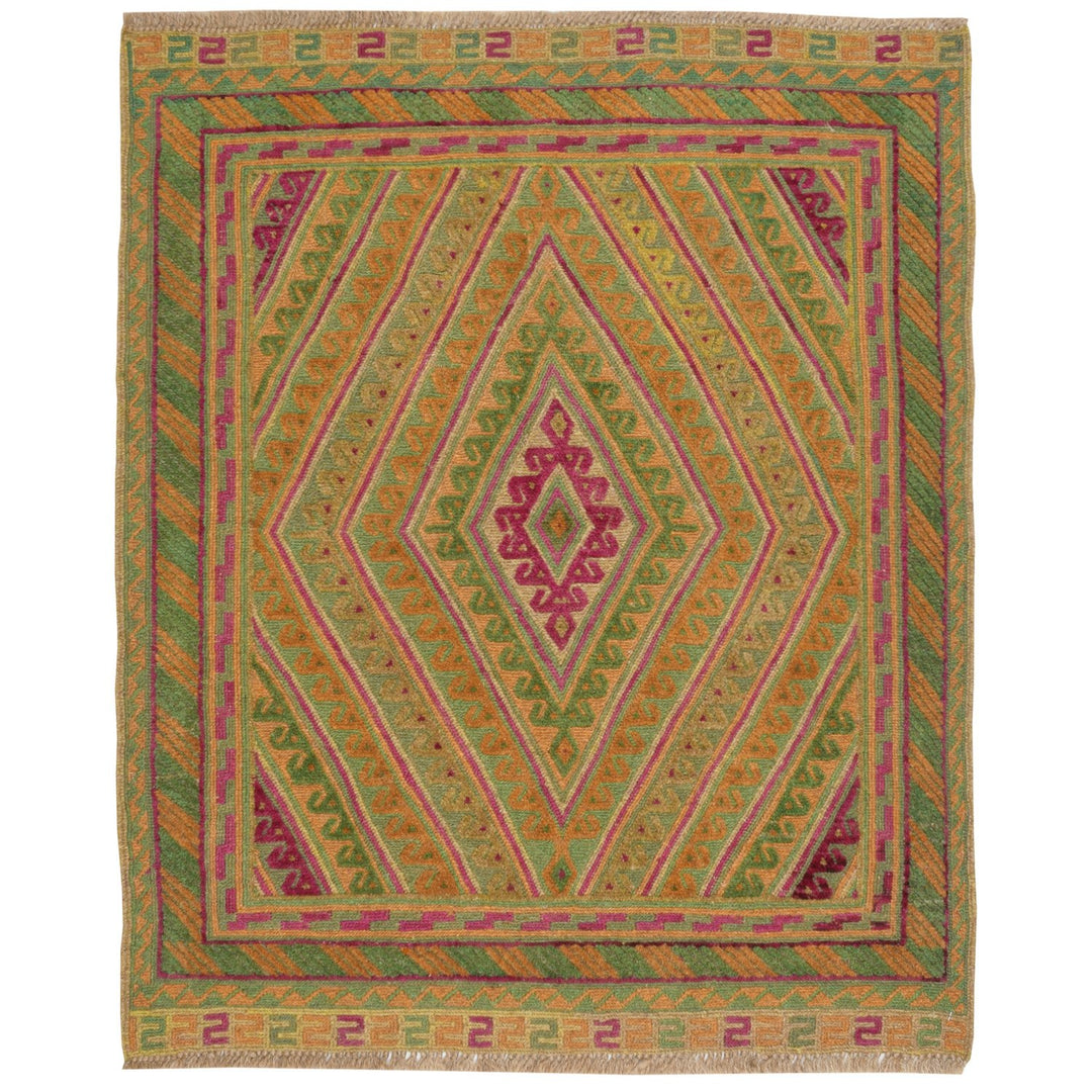 Afghan Mashwani Rug 3' 4" x 4' 1" Hand-Knotted pattern