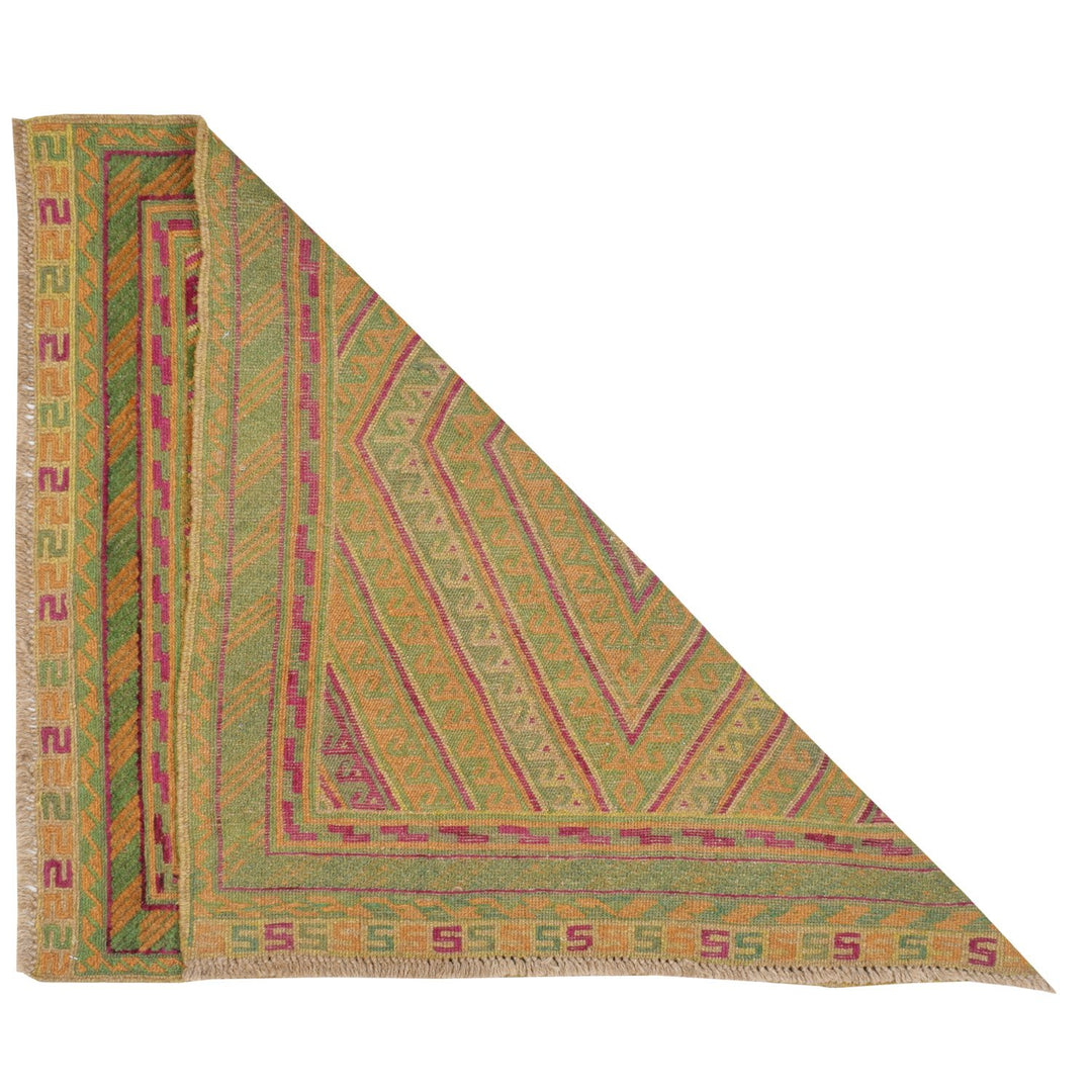 Afghan Mashwani Rug 3' 4" x 4' 1" Hand-Knotted detail