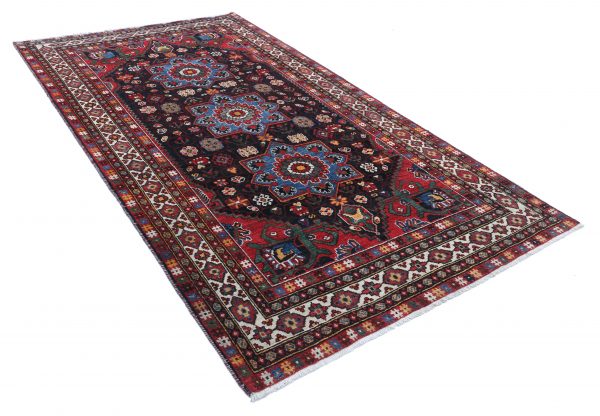 Black Baluch Oriental Rug 5'5" x 9'9" Hand-Knotted reverse