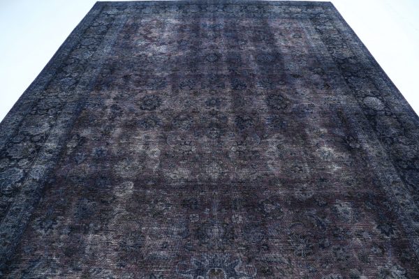 Black Overdye Rug 9'9" x 12'10" Hand-Knotted pattern