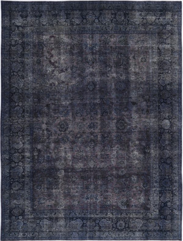 Black Overdye Rug 9'9" x 12'10" Hand-Knotted texture