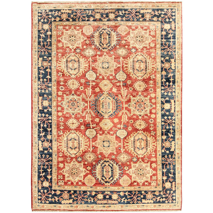 Red Afghan Serapi Rug 3' 9" x 5' 5" Hand-Knotted