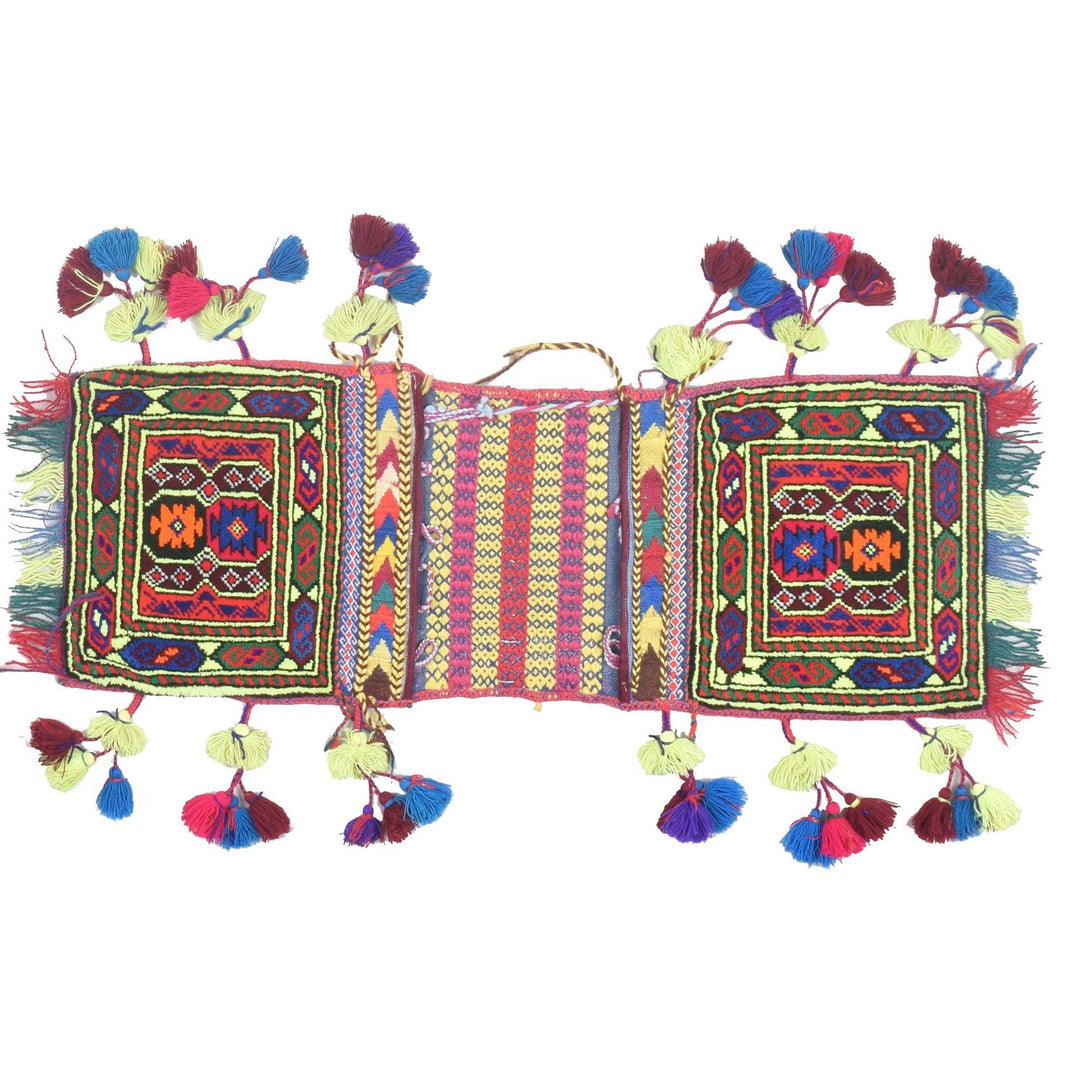 Afghan Saddle Bag Rug 0' 7" x 2' 2" Hand-Knotted