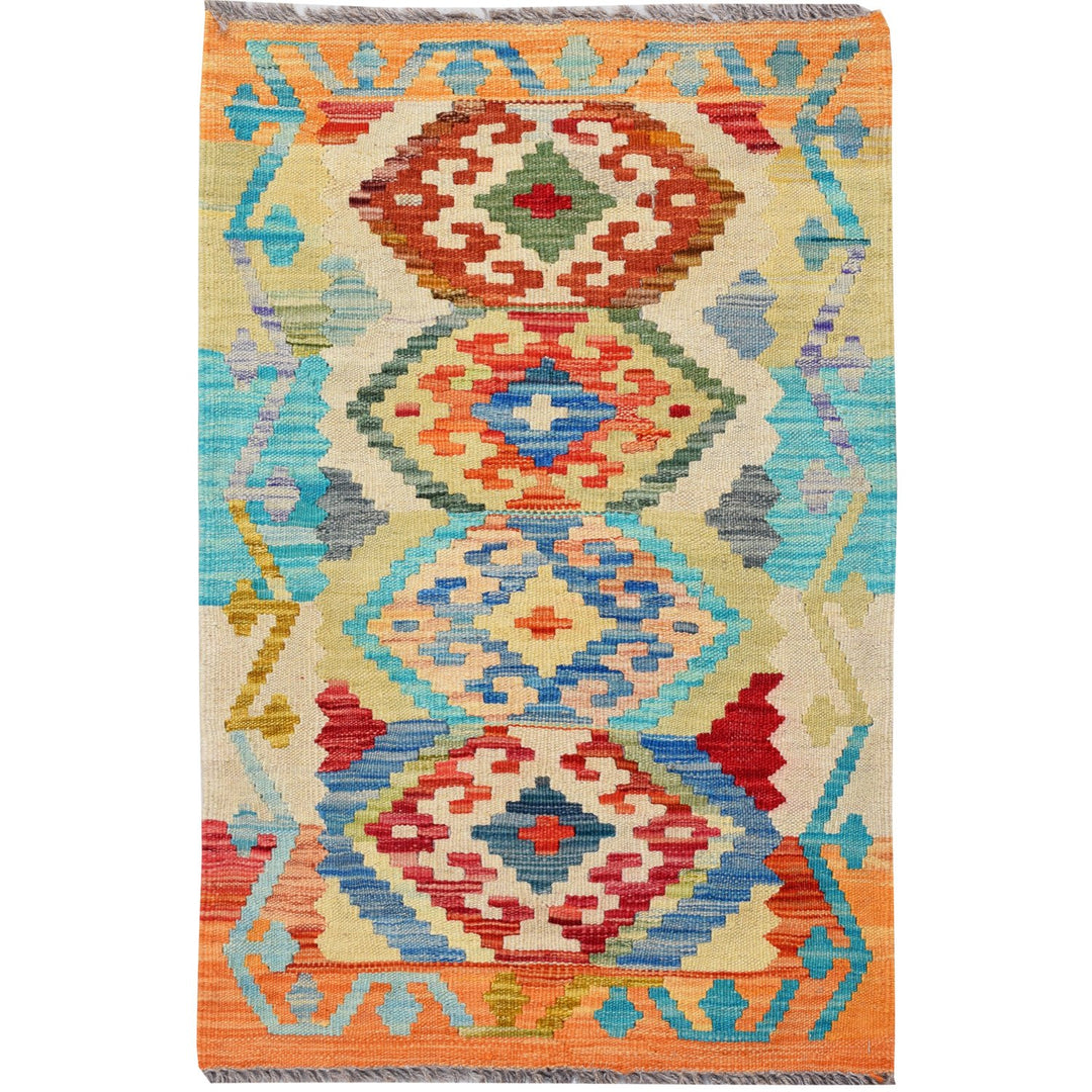 Afghan Kilim Rug 1' 9" x 3' Flat-Weave