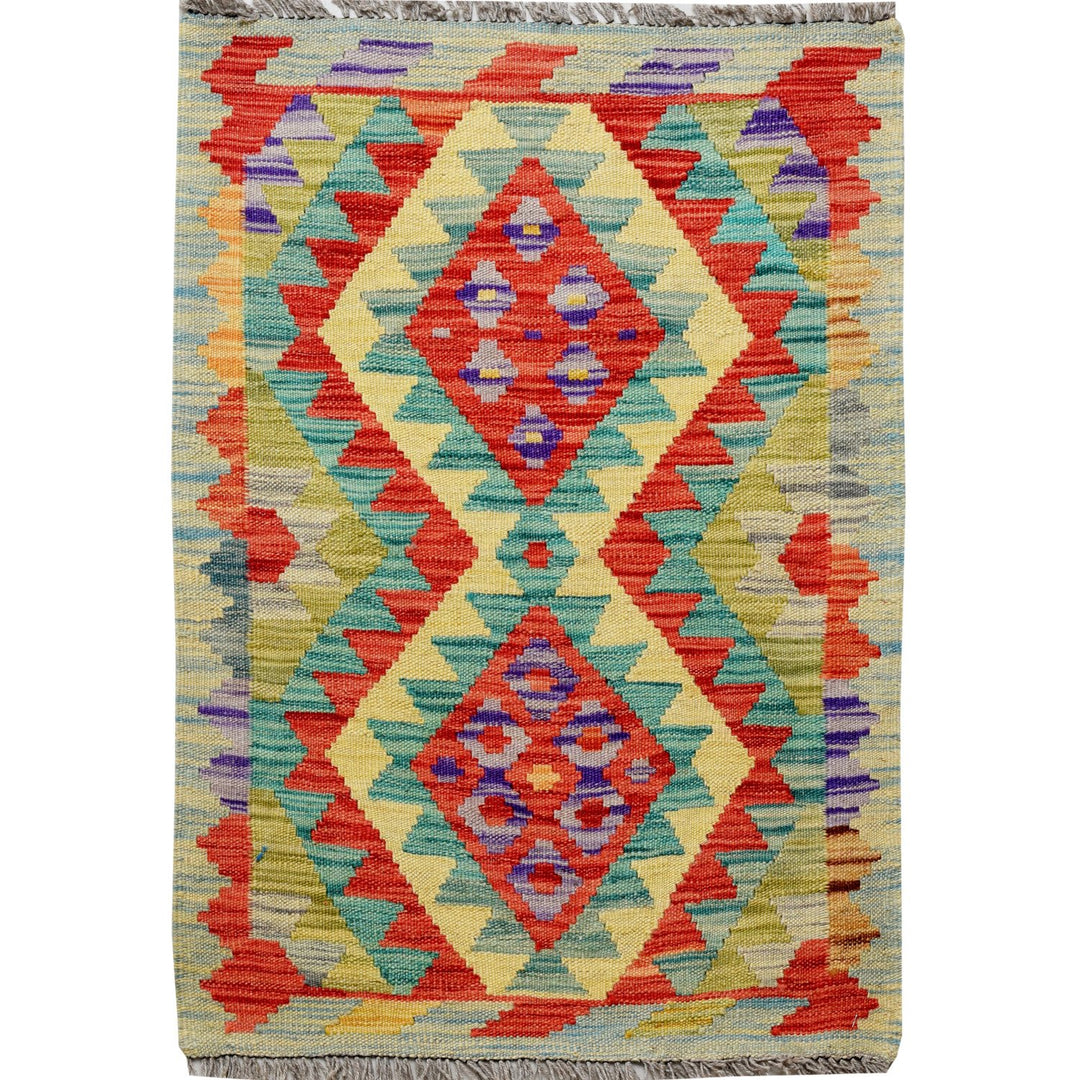 Afghan Kilim Rug 1' 9" x 2' 7" Flat-Weave