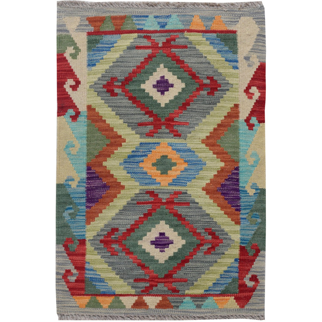 Afghan Kilim Rug 1' 9" x 2' 8" Flat-Weave
