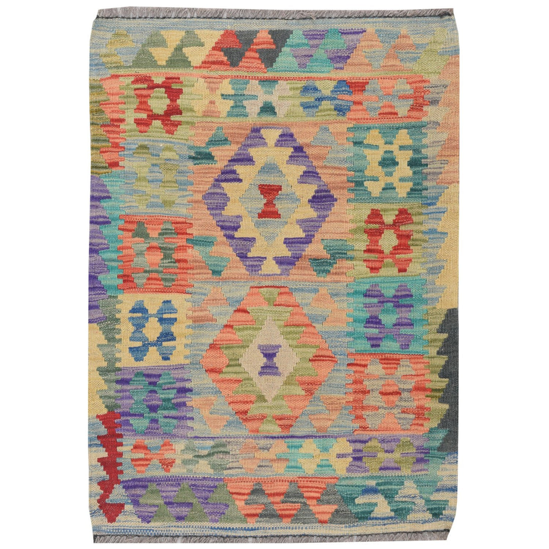 Afghan Vegetable Kilim Rug 2' x 2' 8" Flat-Weave