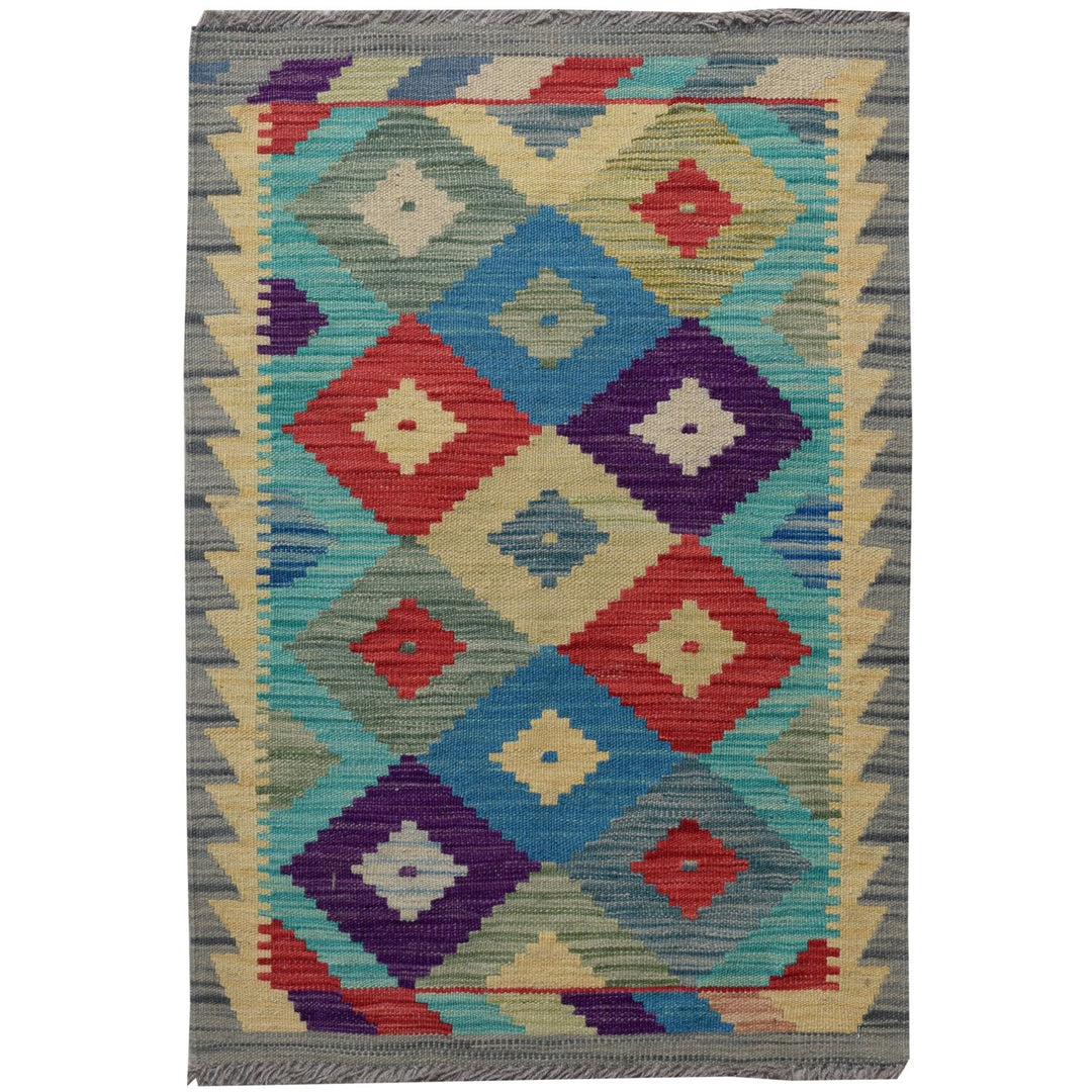 Afghan Kilim Rug 2' x 2' 9" Flat-Weave
