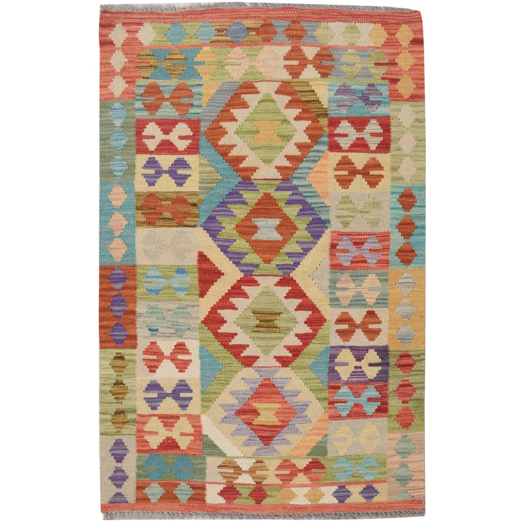 Afghan Kilim Rug 2' 6" x 4' 1" Flat-Weave