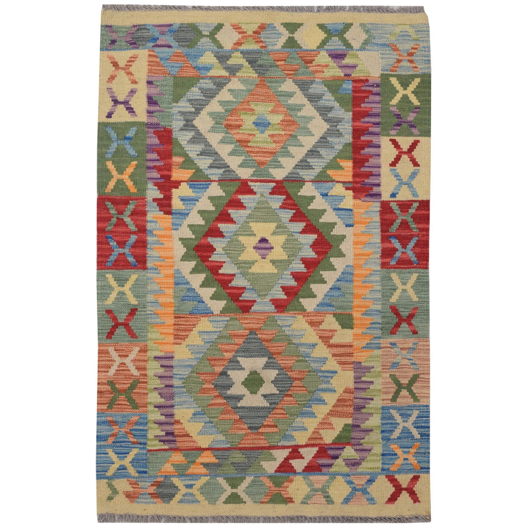 Afghan Kilim Rug 2' 7" x 4' 1" Flat-Weave
