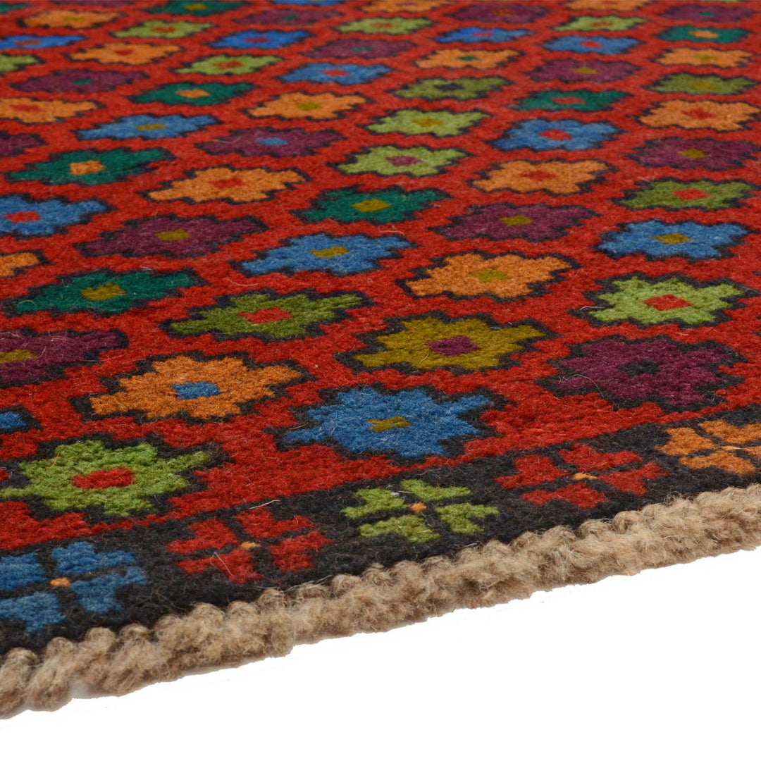 Red Afghan Baluchi Rug 3' 4" x 4' 7" Hand-Knotted view 20