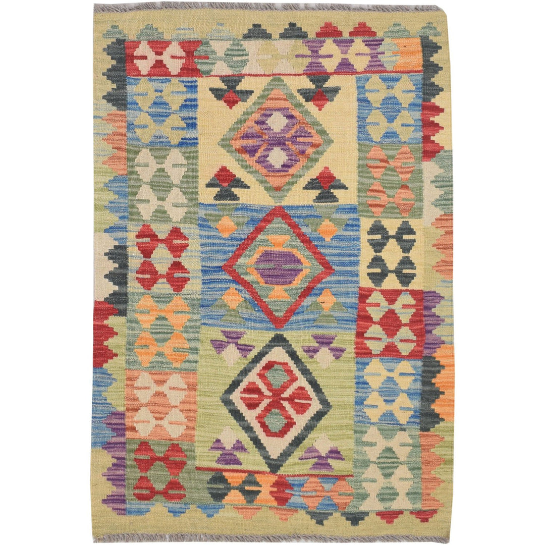 Afghan Kilim Rug 2' 6" x 3' 9" Flat-Weave