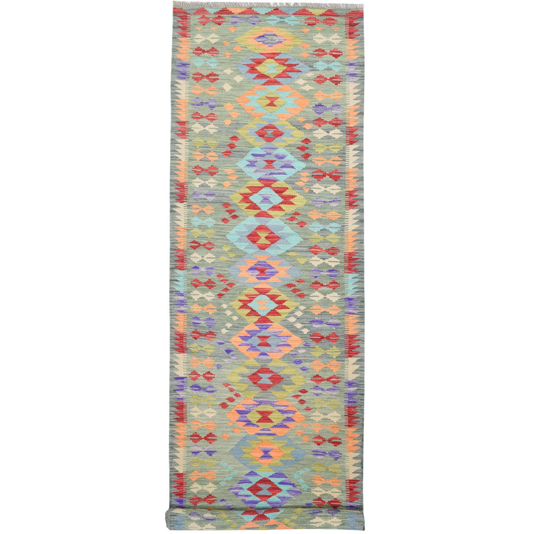 Afghan Vegetable Kilim Rug 2' 6" x 9' 5" Flat-Weave