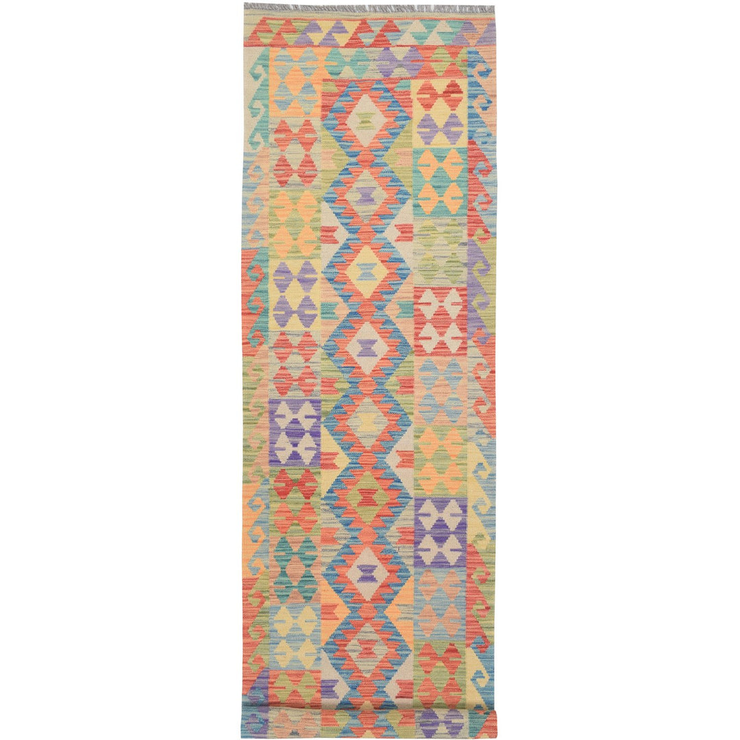 Afghan Kilim Rug 2' 4" x 9' 5" Hand-Knotted