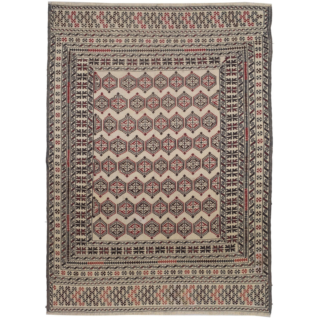 Soumak Kilim 4' 3" x 6' 1" (ft) - No. AL75007 - ALRUG Rug Store