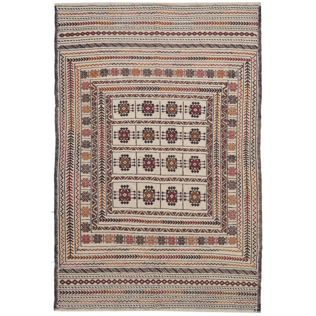 Soumak Kilim 3' 9" x 5' 7" (ft) - No. AL85917 - ALRUG Rug Store